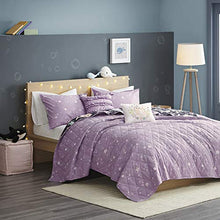 Load image into Gallery viewer, Urban Habitat Kids Magical Narwhals Reversible 100% Cotton Quilt, Novel Animal Print Modern All Season Down Alternative Bed Set for Kids, Decorative Pillows, Twin(68"x88"), Purple Multi 4 Piece