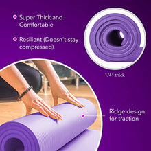Load image into Gallery viewer, HemingWeigh Super Thick, Extra Comfy, Moisture-resistant, Durable NBR Yoga Mat, 1/4 Inch, Light Weight, Perfect For Yoga, Exercise, & Workout Mat with Carrying Strap (Purple)