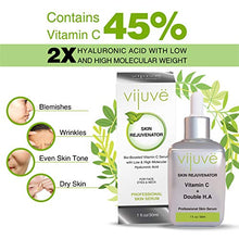 Load image into Gallery viewer, VIJUVE 45% Vitamin C Serum with Double Hyaluronic Acid & Anti-Aging Peptides - 60-times More Efficient than Kojic Acid - For Face & Neck to Keep Skin Elasticity, Reduce Wrinkles & Dark Spots, 30 ml