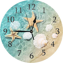 Load image into Gallery viewer, ATEDEANEI Silent Wall Clock 12 Inch Decor Battery Operated Beach Starfish Decorations for Kitchen Living Room Bathroom Office