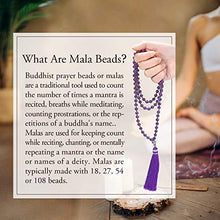 Load image into Gallery viewer, JOVIVI 108 Mala Beads Necklace Natural Amethyst Semi-Precious Gem Stones Meditation Necklace 108 Hand Knotted Mala Beaded Tassel Necklace Pendant