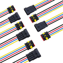 Load image into Gallery viewer, MUYI 5 Sets 18AWG Waterproof Electrical Connectors Kit 1.5mm Series Terminal and Rubber Seal with 10cm Wire Weatherpack Connectors (4 pin)
