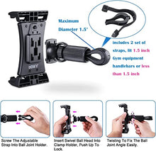 Load image into Gallery viewer, JUBOR Bike Tablet Holder, Portable Bicycle Car Phone Tablet Mount for Indoor Gym Treadmill, Spinning, Exercise Bike iPad Holder, iPad Pro, iPad Mini, 2, 3, iPad Air, iPhone Smartphone