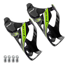 Load image into Gallery viewer, Wiel 100% Full Carbon Fiber Bicycle Bike Light Drink Water Bottle Cage Holder (2PCs Green)