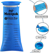 Load image into Gallery viewer, MP MOZZPAK Vomit Bags – 60 Pack – 1000ml Emesis Bags – Leak Resistant, Medical Grade, Portable, Disposable Barf Bags, Puke, Throw Up, Nausea Bags for Travel Motion Sickness, Car & Aircraft, Kids, Taxi