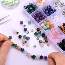 Load image into Gallery viewer, 300Pcs Gemstone Round Loose Beads Wholesale Natural Stone Beads with Spacer Beads and Elastic String for Bracelets Jewelry Making
