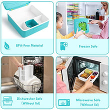 Load image into Gallery viewer, Lehoo Castle Bento Lunch Box for Kids with 4 Compartments,1300ml Lunch Containers with Ice Packs Sauce Jar, Spoon&Fork, Durable, Leak Proof, BPA-Free and Food-Safe Materials(Blue)