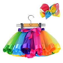 Load image into Gallery viewer, BGFKS Layered Ballet Tulle Rainbow Tutu Skirt for Little Girls Dress Up with Colorful Hair Bows (Rainbow,4-8X)