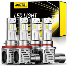 Load image into Gallery viewer, AUXITO 9005 H11 LED Headlight Bulbs Combo, High Low Beam Replacement, 24000LM 6500K Cool White, Wireless Headlight LED Bulbs, Pack of 4