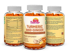 Load image into Gallery viewer, Turmeric Curcumin & Ginger Chewable Gummies for Adults and Children. Anti Inflammatory Supplement for Joint Relief. Vegan Friendly, Kosher & Halal, Gluten Free, Non GMO. 60 Count