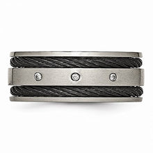 Load image into Gallery viewer, ICE CARATS Titanium Black Plated Cable Diamonds 10mm Brushed Wedding Ring Band Size 10.50 Man Fancy Fashion Jewelry for Dad Mens Gifts for Him