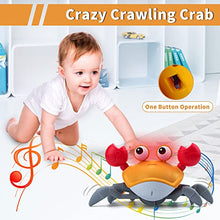 Load image into Gallery viewer, Electronic Pet Crab Crawling Toy for Kids, Interactive Toddler Toy with Music, Lights and Obstacle Avoidance Feature, USB Rechargeable Dancing Toy for Babies Boys Girls