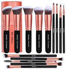 Load image into Gallery viewer, BS-MALL Makeup Brushes Premium Synthetic Foundation Powder Concealers Eye Shadows Makeup 14 Pcs Brush Set (Black Rose)