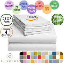 Load image into Gallery viewer, LuxClub 6 PC Sheet Set Bamboo Sheets Deep Pockets 18" Eco Friendly Wrinkle Free Sheets Hypoallergenic Anti-Bacteria Machine Washable Hotel Bedding Silky Soft - Aqua Queen