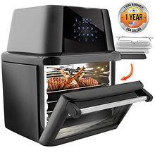 Load image into Gallery viewer, NutriChef PKAIRFR96 1800W High Power Air Fryer Plus Food Dehydrator And Rotisserie Oven Combo-17+ Quart, (L x W x H): 11.8’’ x 9.8’’ x 7.5’’, Black