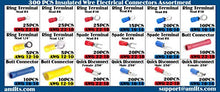 Load image into Gallery viewer, Amlits 300 PCS Insulated Wire Electrical Connectors - Butt, Ring, Spade, Quick Disconnect - Crimp Terminals Connectors Assortment Kit