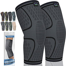 Load image into Gallery viewer, MODVEL 2 Pack Knee Brace | Knee Compression Sleeve for Men & Women | Knee Support for Running | Medical Grade Knee Pads for Meniscus Tear, ACL, Arthritis, Joint Pain Relief. (Small, Black)