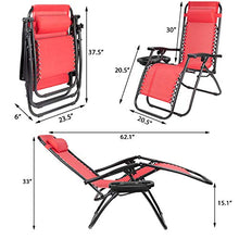 Load image into Gallery viewer, JUMMICO Zero Gravity Chair Patio Outdoor Adjustable Reclining Folding Chair Lawn Lounge Chair for Deck Beach Yard and Beach with Pillows Set of 2 (Red)