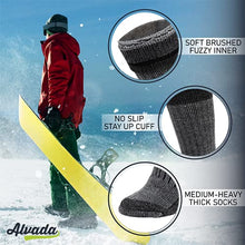 Load image into Gallery viewer, Warm Thermal Wool Socks for Winter Moisture Wicking and Breathable Cozy Boot Socks Charcoal ML