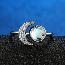 Load image into Gallery viewer, Lzz Fashion Lady 925 Sterling Silver Moonstone Gemstone Ring Sun Moon Gemstone Birthstone Ring Wedding Jewelry Size 6-10 (US Code 10)