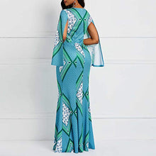 Load image into Gallery viewer, VERWIN Mermaid Long Sleeve Print Patchwork Women's Maxi Dress Floor Length Bodycon Dress XXL Green
