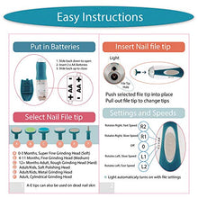 Load image into Gallery viewer, Baby Nail File Electric by Pretty MiniMe – Blue Infant Nail Clippers - Boy Baby Nail Trimmer - Safe Fingernail and Toenail Grooming Manicure Kit for Newborn Toddler and Kids - 10 File Tips