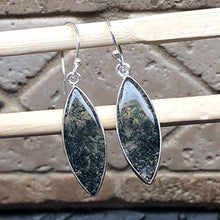 Load image into Gallery viewer, Natural Green Moss Agate 925 Solid Sterling Silver Earrings 40mm