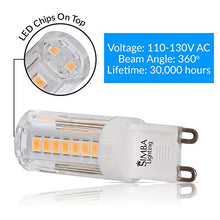 Load image into Gallery viewer, Simba Lighting G9 LED Light Bulb (5 Pack) 4W T4 40W Halogen Replacement for Pendants, Ceiling Lights, Desk Lamp, Wall Sconce, 120V JCD Bi-Pin Base Non-Dimmable, 3000K Soft White