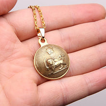 Load image into Gallery viewer, Asoodehdelan Gold Pt Iranian Persian Shir Khorshid Lion Sun Pahlavi Necklace Iran Farvahar (18" Chain)
