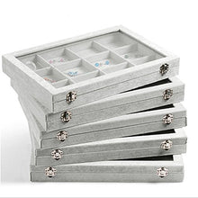 Load image into Gallery viewer, Wuligirl Ice Velvet Clear Lid 12 Grid Jewelry Organizer Box Tray Display Case Storage Bracelets Rings Earrings(12 Grid)