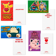 Load image into Gallery viewer, Hallmark Valentines Day Cards for Kids and Mailbox for Classroom Exchange, Pokémon (1 Box, 32 Valentine Cards, 35 Stickers, 1 Teacher Card)