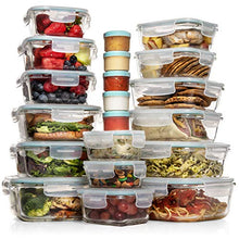 Load image into Gallery viewer, Razab 35 Pc Set Glass Food Storage Containers with Lids - Glass Meal Prep Containers Airtight Glass Bento Boxes BPA-Free 100% Leak Proof (15 lids,15 glass & 5 Plastic Sauce/Dip Containers)
