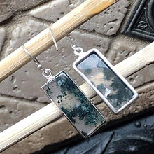 Load image into Gallery viewer, Natural Green Moss Agate 925 Solid Sterling Silver Earrings 40mm