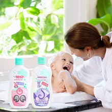 Load image into Gallery viewer, HAPPY BUM Baby Bath Gift Set Baby Set Newborn Gift Included Baby Wash, Bubble Bath, Diaper Rash Cream, Baby Lotion, Oil, Bottle Brush, Towel, Bib, Rattle Toy and Stroller Organizer, 10 Items
