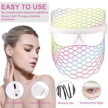 Load image into Gallery viewer, L E D Face Mask Light Therapy, 7 Colors Light Facial Mask for Skin Care, Light Therapy Mask for Facial Rejuvenation, Portable, Rechargeable, Wireless