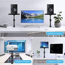 Load image into Gallery viewer, Professional Studio Monitor Speaker Stands Pair, High-Strength Aluminum Alloy, Height Adjustable, Bietrun Universal Desk Mount Shelf Tray Stands for Desktop Speaker, Bookshelf Speaker, Laptop