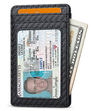 Load image into Gallery viewer, Buffway Mens Slim Wallet, Minimalist Thin Front Pocket Leather Credit Card Holder with RFID Blocking for Work Travel - Atlanta Black