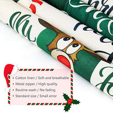 Load image into Gallery viewer, Christmas Pillow Covers 18x18 Set of 4, Farmhouse Christmas Pillow Covers,Christmas Home Decor Winter Holiday Decorative Linen Cushion Cases for Couch Sofa Home Decor