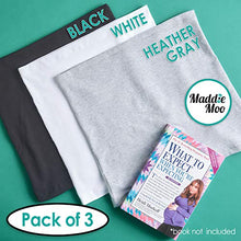 Load image into Gallery viewer, Maddie Moo Belly Band Seamless Maternity and Postpartum Shirt Extenders, Cotton, Large - Black, Heather Gray and White, Pack of 3