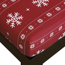 Load image into Gallery viewer, Vaulia Soft Microfiber Sheets, Red and White Color Snowflake King Size 3-Piece Set (1 Fitted Sheet, 2 Pillowcases)