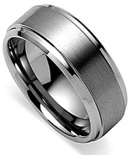 Load image into Gallery viewer, King Will Basic Men's Tungsten Carbide Ring 8mm Polished Beveled Edge Matte Brushed Finish Center Wedding Band(10.5)
