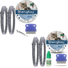 Load image into Gallery viewer, Flea and Tick Collar Drop for Cat, Made with Natural Plant Based Essential Oil, Safe, Effective, Waterproof, 12-Month Protection, Free Flea Comb & Treatment Prevention Drop, 13.8 in (4 Packs)
