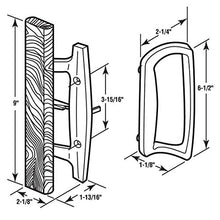 Load image into Gallery viewer, Mortise Style Reversible Sliding Patio Door Handle Set with Oak Wood Interior Handle and Exterior Pull in White Diecast Finish Fits 3-15/16” Screw Hole Spacing, Non-keyed with Latch Locks (White)