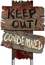 Load image into Gallery viewer, amscan Beware Signs Yard Stakes, 3 Ct., Brown, 12" x 9"