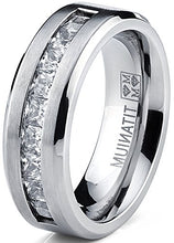 Load image into Gallery viewer, Metal Masters Co. Titanium Men's Wedding Band Engagement Ring with 9 Large Princess Cut Cubic Zirconia Size 9