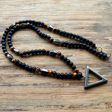 Load image into Gallery viewer, Bergort Beads Black Mens Hematite Triangle Pendants Necklace Fashion Jewelry for Party Street Prom