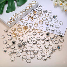 Load image into Gallery viewer, CASSIECA 99-109 Pcs Knuckle Rings for Women Vintage Bohemian Stackable Rings Set Mid Finger Rings