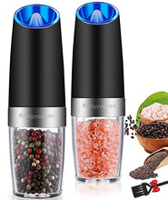 Load image into Gallery viewer, Gravity Electric Salt and Pepper Grinder Set, Automatic Pepper and Salt Mill Grinder Battery-Operated with Adjustable Coarseness, LED Light, One Hand Operated By Rongyuxuan