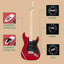 Load image into Gallery viewer, GLARRY 39" Full Size Electric Guitar for Music Lover Beginner with 20W Amp and Accessories Pack Guitar Bag (Red)…
