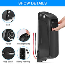 Load image into Gallery viewer, Sunbond EBike Battery 48V 11.6AH Lithium ion Rechargeable Battery with USB Port (Black), with Charger, Electric Bicycle Battery Pack Electric Bicycle Battery, Motorcycle Bicycle Batteries